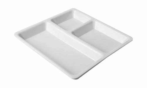 SWIFT INTERNATIONAL Food-Grade Virgin Plastic (Microwave-Safe) 3-Compartments Divided-Dinner 9 Inches Pav Bhaji Plates(6, White)