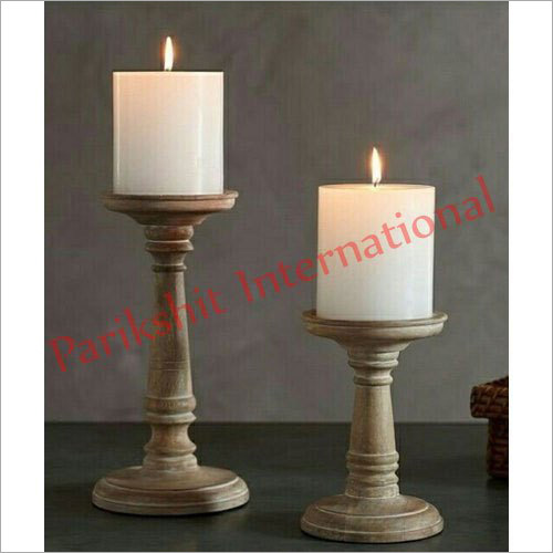 Handicraft Brown Wooden Candle Stand