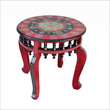 Handicraft Wooden Stool With Hand Painted