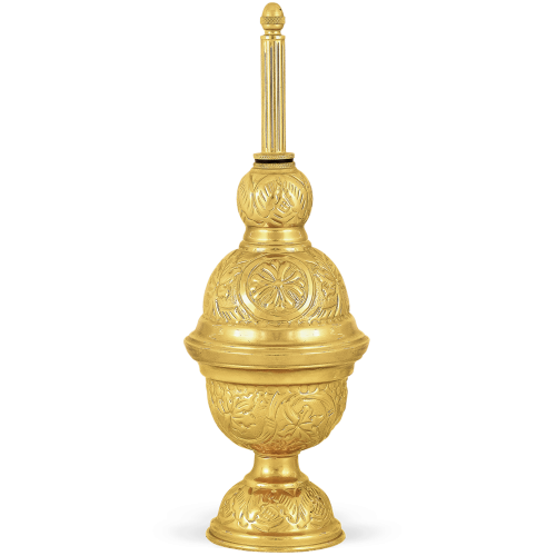 ANTIQUE BRASS LEAVES ENGRAVED GOLDEN CHURCH SPRINKLER CHURCH SUPPLIES