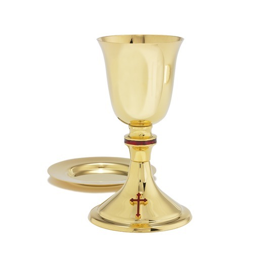 BRASS GRAPES ENGRAVED HIGH QUALITY CHALICE WITH PATEN CHURCH SUPPLIES