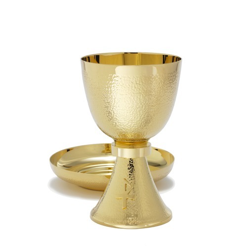 BRASS GRAPES ENGRAVED HIGH QUALITY CHALICE WITH PATEN CHURCH SUPPLIES