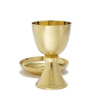BRASS GRAPES ENGRAVED HIGH QUALITY CHALICE WITH PATEN CHURCH SUPPLIES