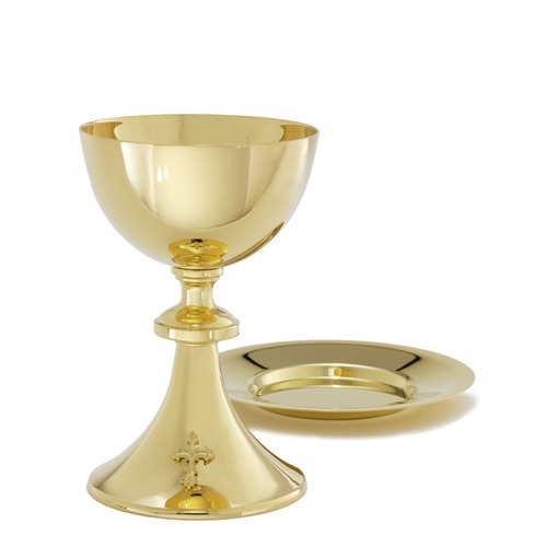 BRASS GRAPES ENGRAVED HIGH QUALITY CHALICE WITH PATEN CHURCH SUPPLIES