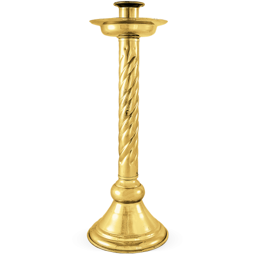 BRASS CHURCH TAPER FULL ENGRAVED CANDLE HOLDER CHURCH SUPPLIES