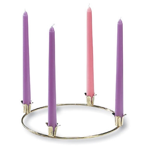 BRASS SMALL ROUND CANDLE HOLDER WITH FOUR ARM CHURCH SUPPLIES
