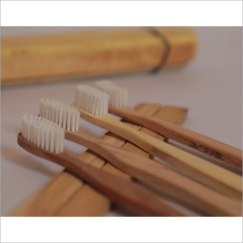 Neem Toothbrush - Bamboo Stick, Plastic Bristles | White Bristle, Brown Stick, Dry Place Storage