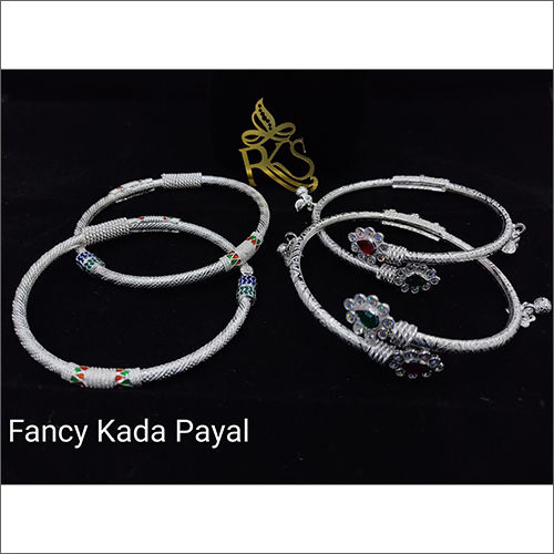 Fancy Kada Silver Anklets