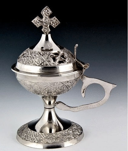 BRASS NICKEL PLATED  INCENSE BURNER CHURCH SUPPLIES