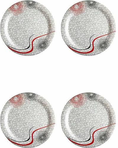 SWIFT INTERNATIONAL Unbreakable Lightweighted Melamine Round Full Size (11 Inch) Dinner/Lunch Plates (4, Stone Design)