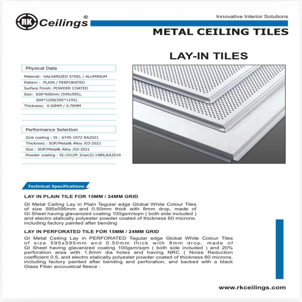 White Metal Ceiling Tiles Manufacturing