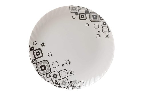 SWIFT INTERNATIONAL Unbreakable Lightweighted Melamine Round Full Size (11 Inch) Dinner/Lunch Plates (12, White-Black)undefined