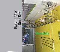 Ceiling Mount Clothes Drying Hanger - Stainless Steel, 5-8 Feet Length, Silver Color | 50 Kg Loading Capacity, Maintenance Free, Movable Design