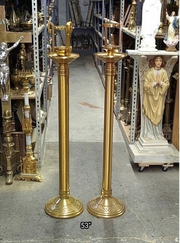 BRASS LONG CANDLE STAND NEW STYLE CHURCH SUPPLIES