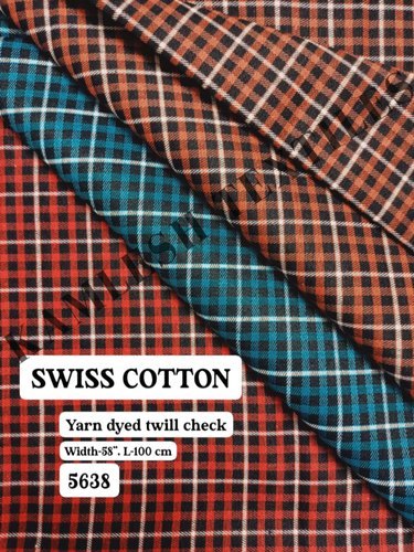 Swiss Cotton Yarn Dyed Check Shirting Fabric