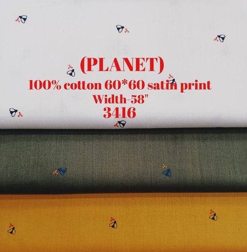 Planet 100% Cotton Satin Print Shirting Fabric