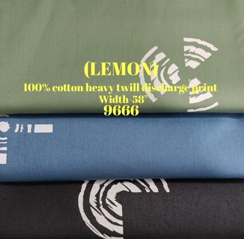 Lemon 100% Cotton Heavy Twill Discharge Print Shirting Fabric