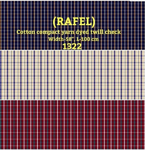Rafel Cotton Compact Yarn Dyed Twill Check Shirting Fabric