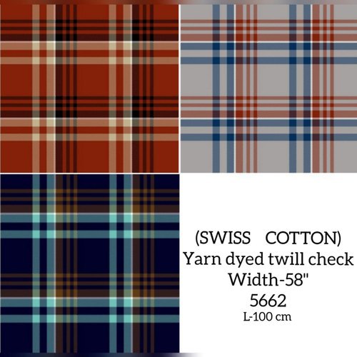 Swiss Cotton Yarn Dyed Check Shirting Fabric