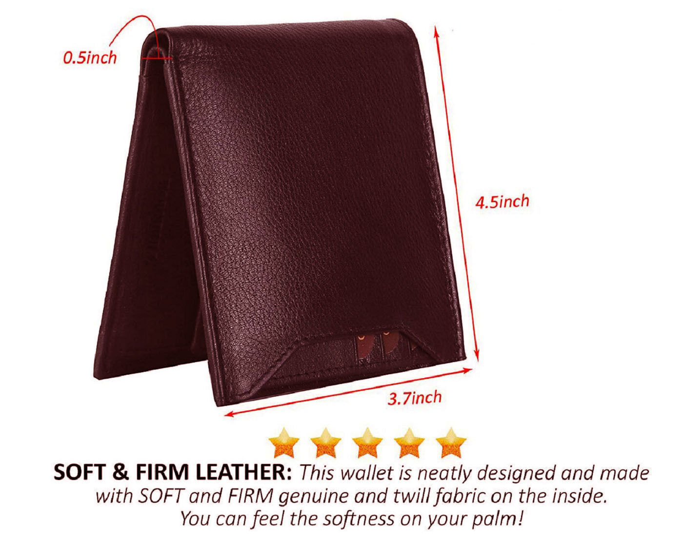 Mens Wallet PU Leather Brown Bi-Fold Gents Purse