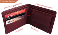 Mens Wallet PU Leather Brown Bi-Fold Gents Purse