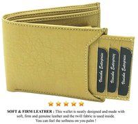 Mens Wallet PU Leather Beige Bi-Fold Gents Purse