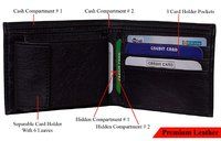 Mens Wallet PU Leather Black Bi-Fold Gents Purse