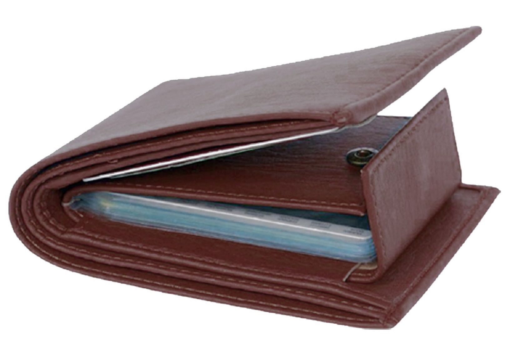 Mens Wallet PU Leather Brown Bi-Fold Gents Purse