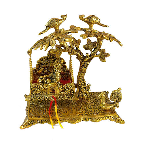 Brass Krishna In Jhula Under Tree Idol