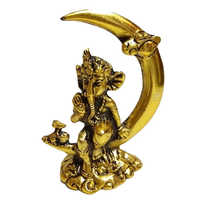 Lord Ganesha on Moon Showpiece Idol Gold