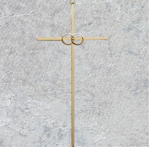 BRASS CROSS WITH INNER TWO ROUND CHURCH WALL HANGING CHURCH SUPPLIES