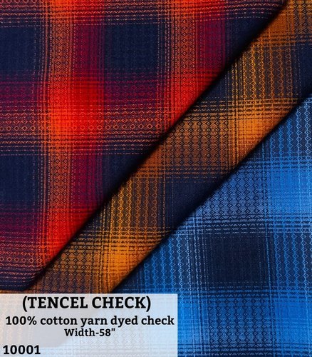 Tencel Check 100% Cotton Yarn Dyed Checks Shirting Fabric