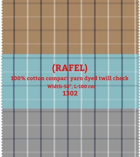 Rafel 100% Cotton Compact Yarn Dyed Twill Check Shirting Fabric