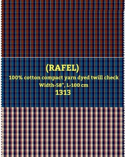 Rafel 100% Cotton Compact Yarn Dyed Twill Check Shirting Fabric