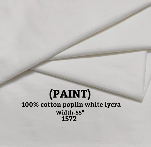 Paint 100% Cotton Poplin White Lycra Shirting Fabric
