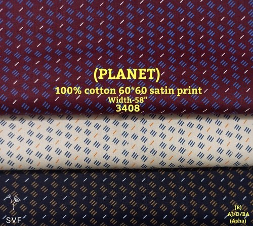 Planet 100% Cotton Satin Print Shirting Fabric
