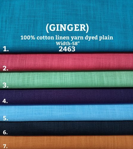Ginger 100% Cotton Linen Yarn Dyed Plain Shirting Fabric