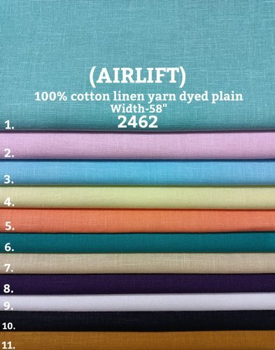 Airlift100% Cotton Linen Yarn Dyed Plain Shirting Fabric