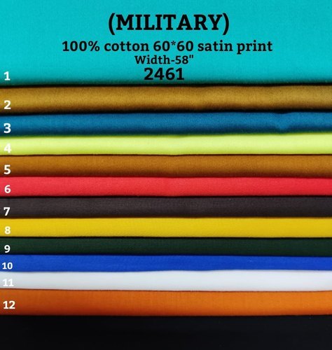 Military 100% Cotton 60-60 Satin Print Shirting Fabric