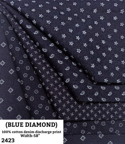 Blue Diamond 100% Cotton Denim Discharge Print Shirting Fabric