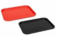 Rectangular Plastic Serving Tray 16 x 12 inch for Serving Fast Food, Tea, Coffee and Unbreakable 200 ML Plastic Juice Glasses Sets 6 Pieces