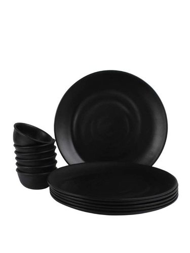 Premium Range of Matte Black Melamine Dinner Set (Melamine Black Set of 4)