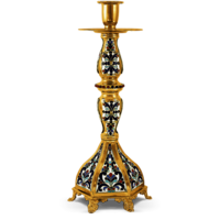 BRASS CROSS ENGRAVED WITH FOUR CANDLE HOLDER CHURCH SUPPLIES