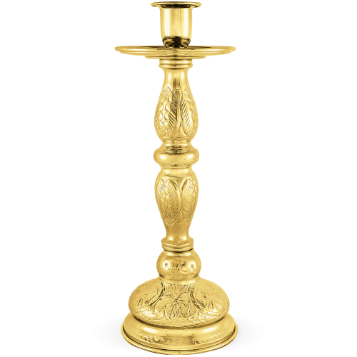 BRASS CROSS ENGRAVED WITH FOUR CANDLE HOLDER CHURCH SUPPLIES