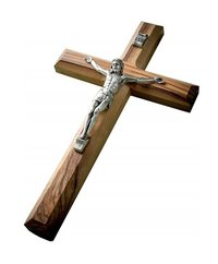 Wooden Cross With Brass Silver Jesus Statue Church Supplies