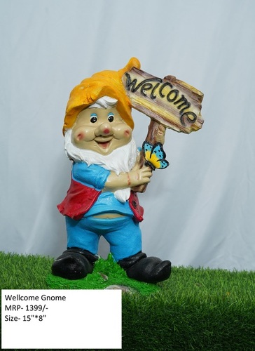 Welcome Gnome Statue - Resin and Fiber, Multi-Color Decorative Piece