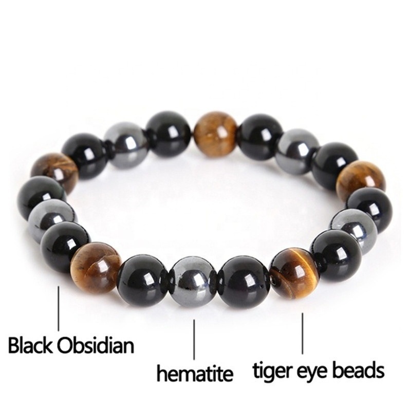 Tiger Eye Stone Triple Protection Bracelet