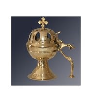 BRASS INCENSE BURNER WITH BASE ENGRAVED CHURCH SUPPLIES