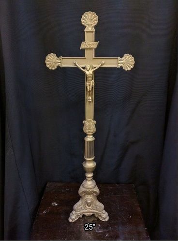 BRASS GOLDEN LONG CHURCH ALTAR CROSS CHURCH SUPPLIES