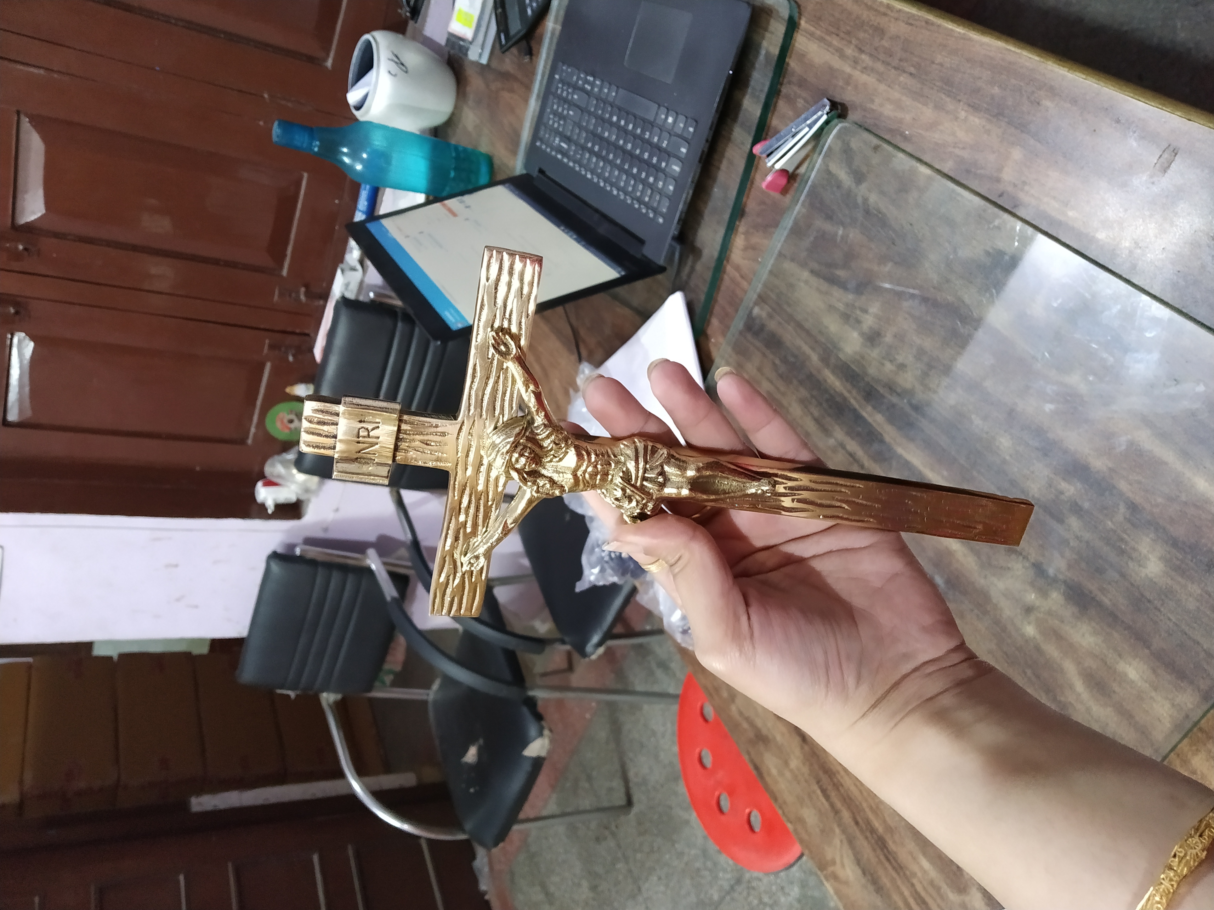 BRASS WALL HANGING CROSS WITH JESUS CROSS CRUICIFIX CHURCH SUPPLIES